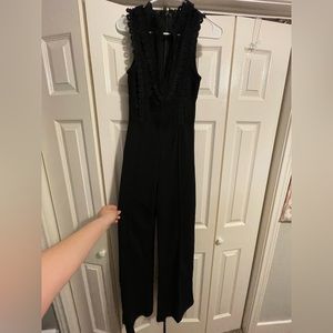 Black flower and lace jumpsuit